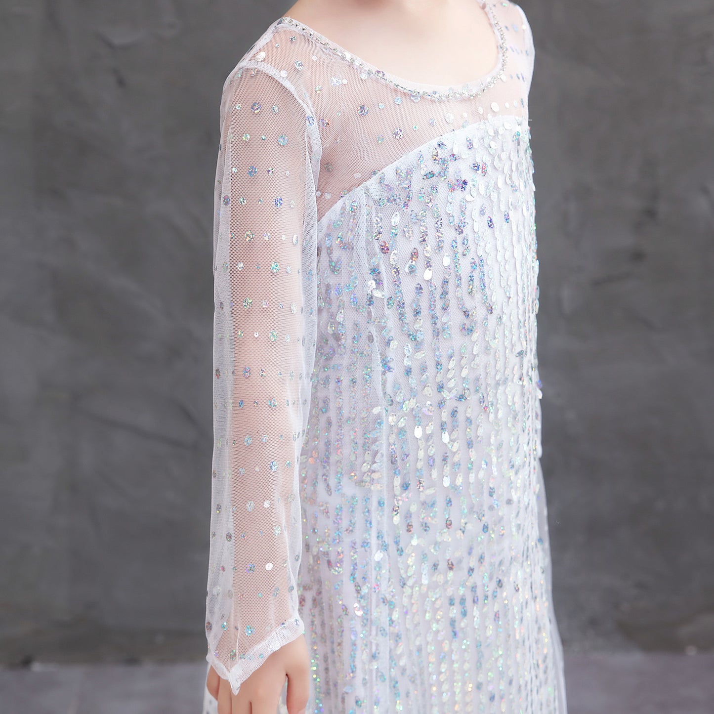 Princess Dresses Frozen Elsa Long Shinny White