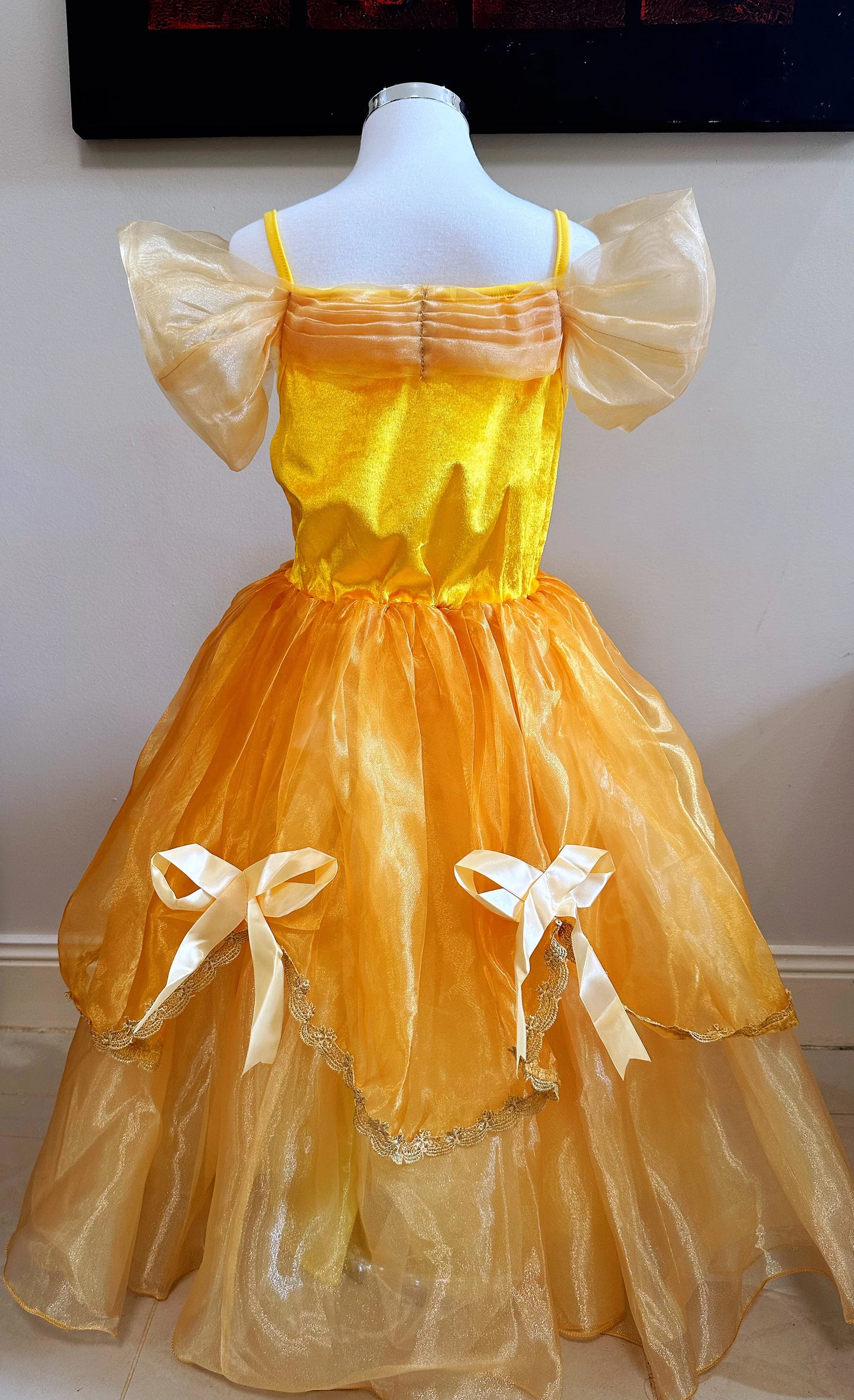 Embroidered Lace Princess Dancing Party Wedding Style Yellow Beauty Beast Belle Dresses