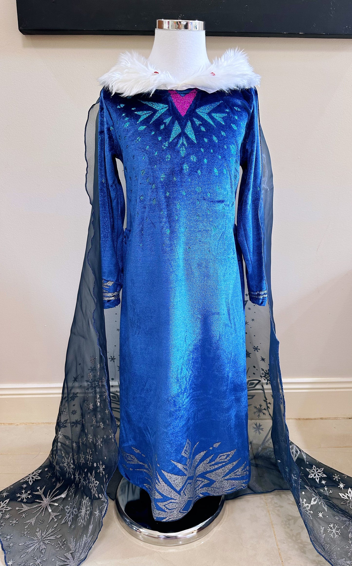 Winter Snow Diamond Blue Frozen Elsa Princess Dresses