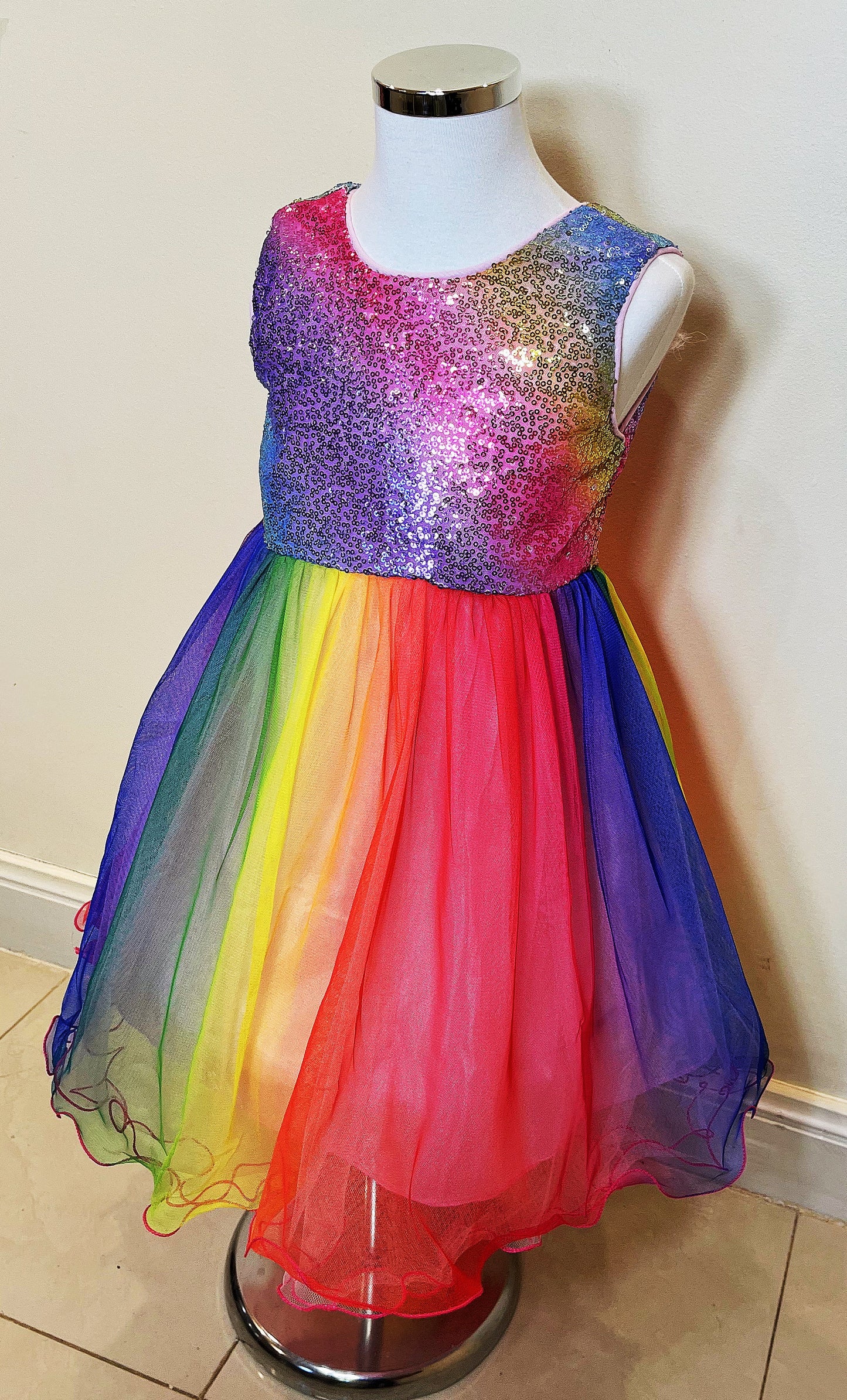 Rainbow Shinny Watermelon Red Princess Dresses