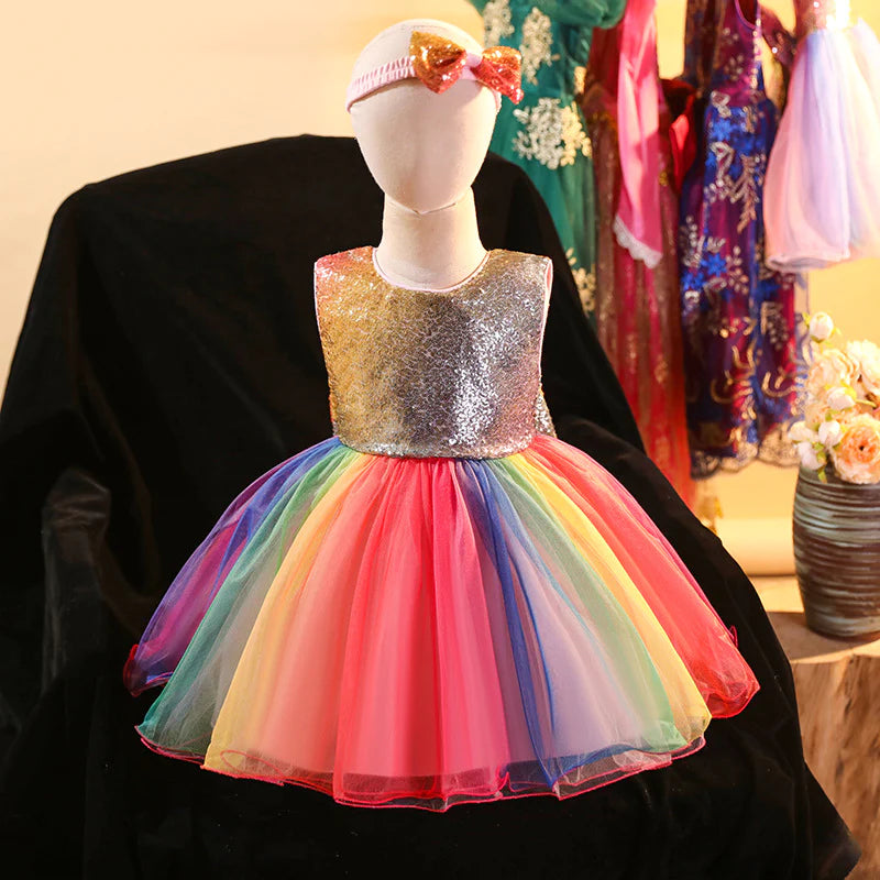 Rainbow Shinny Watermelon Red Princess Dresses