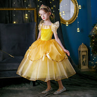 Embroidered Lace Princess Dancing Party Wedding Style Yellow Beauty Beast Belle Dresses