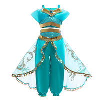 Girls Costume Jasmine Aladdin Traditional Dancing Fancy Dress Set