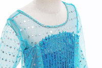 Elegant and Luxurious Frozen Elsa Princess Dresses Long Shinny Blue