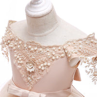 Embroidered Lace Luxury Champagne Piano Dancing Princess Dresses