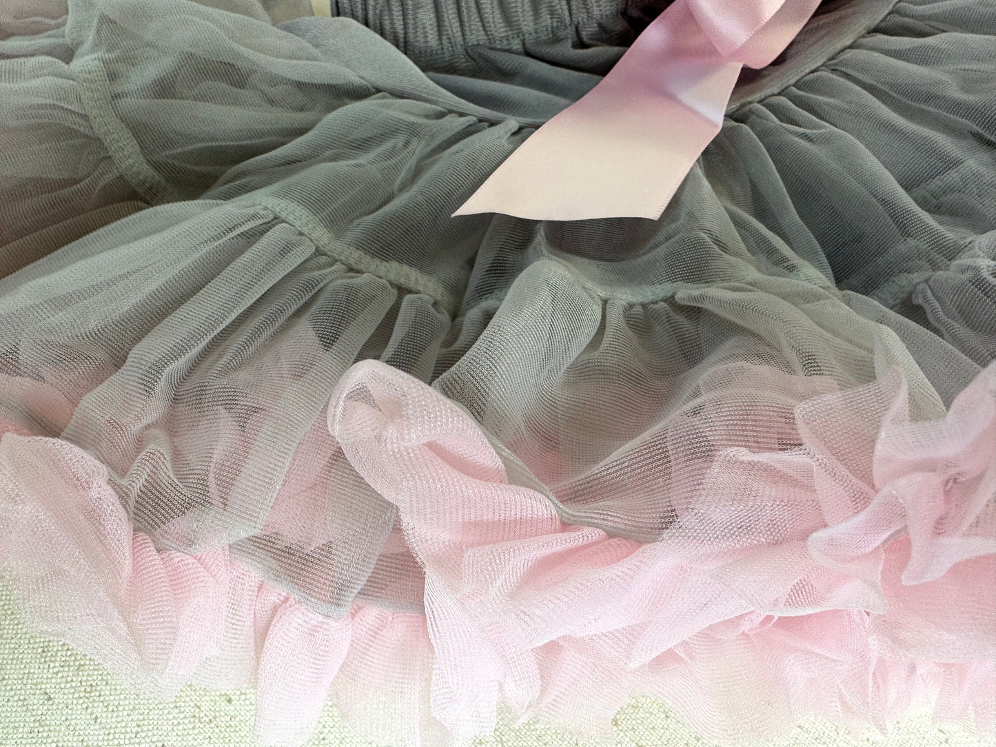 Girls Tutu Skirt Grey With Pink Edge