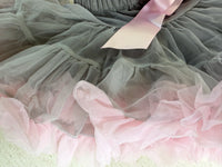 Girls Tutu Skirt Grey With Pink Edge