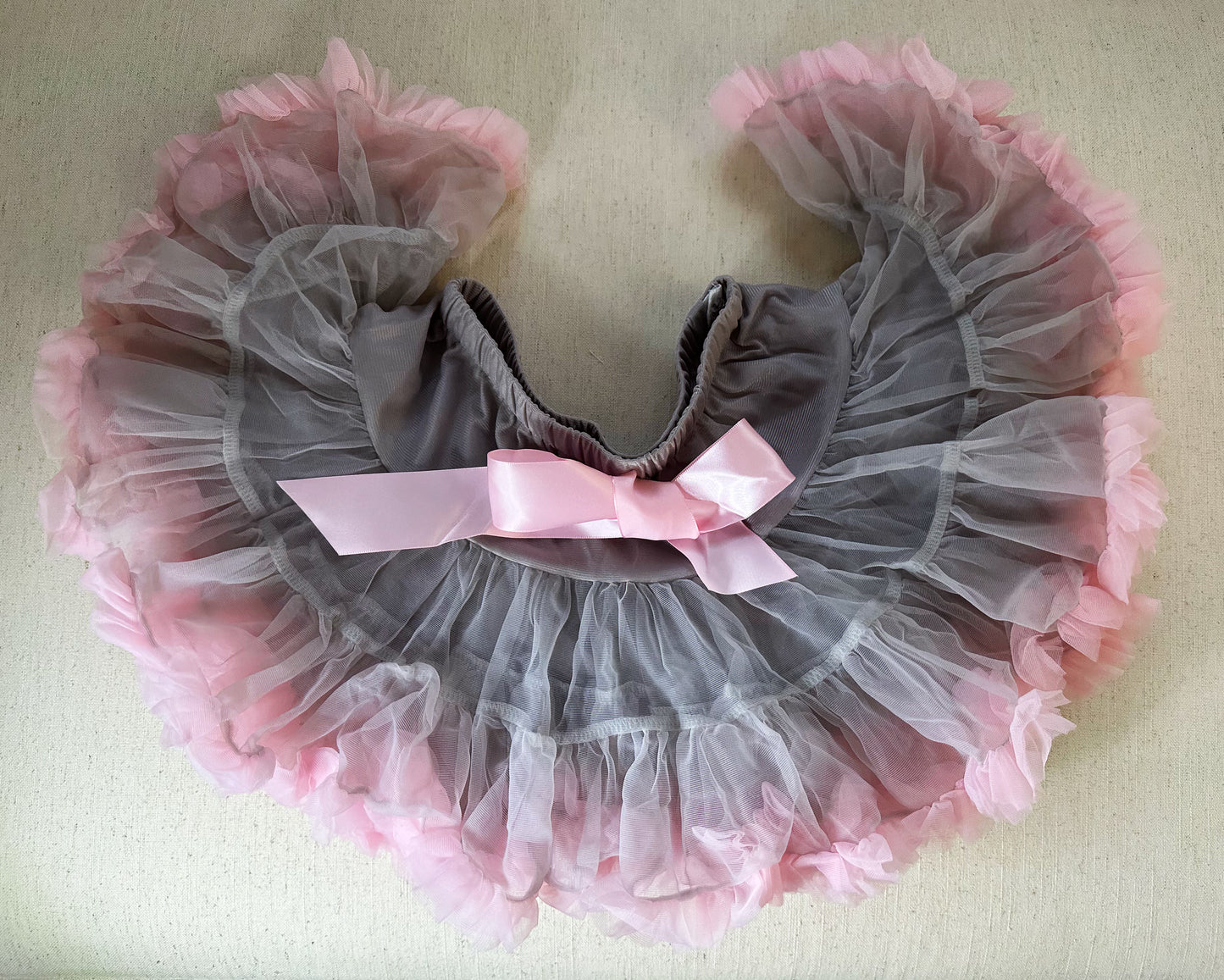 Girls Tutu Skirt Grey With Pink Edge