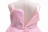 Pink Witch Glinda Princess Costume with Shiny Fluffy Bubble Tulle Dress