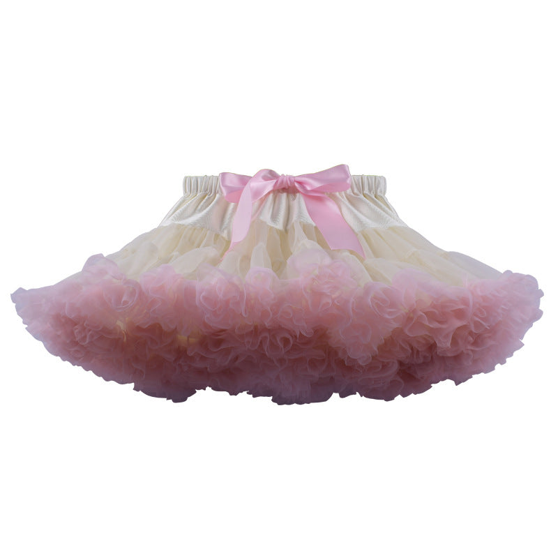 Girls Tutu Skirt Rice White With Pink And Leather Pink Edge