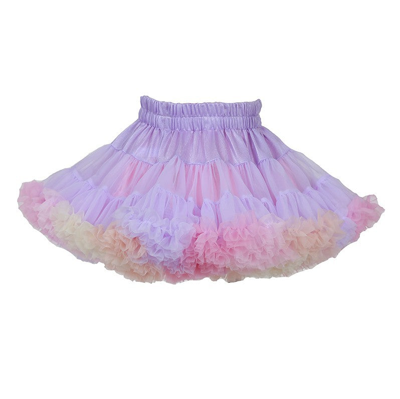 Girls Tutu Skirt Two Sides Double Fluffy Rainbow Purple