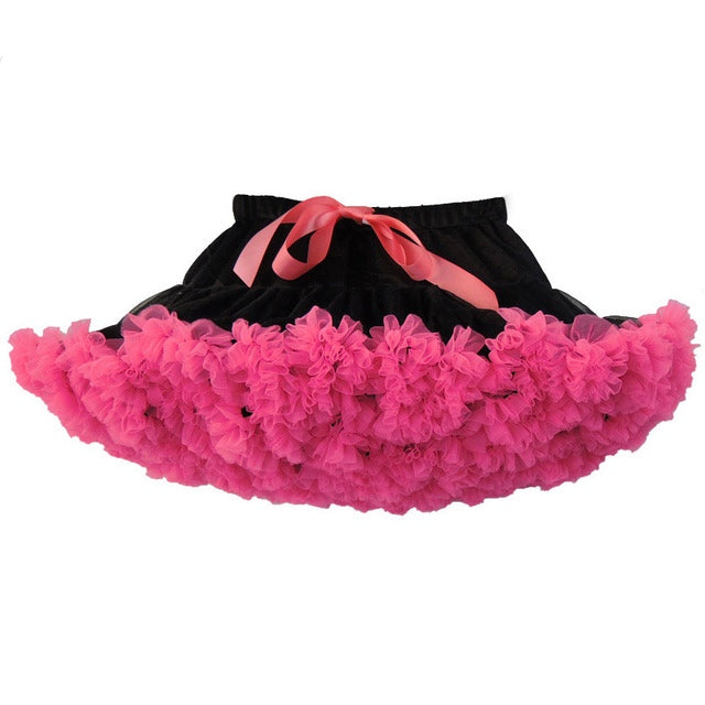 Girls Tutu Skirt Black With Rose Red Edge