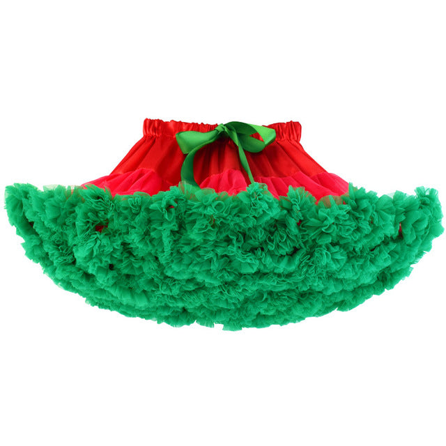 Girls Tutu Skirt Christmas Red With Green Edge