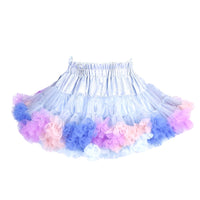 Girls Tutu Skirt Two Sides Double Fluffy Rainbow Blue