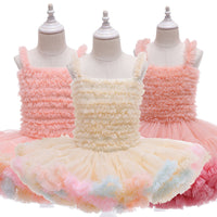 Siamese Tutu Dress Peach With Watermelon Red Edge