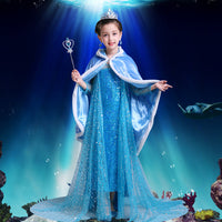 Princess Winter Cloak Cape Blue