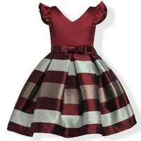 Embroidered Lace Dark Red Stripes Princess Dresses