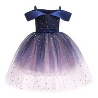 Embroidered Lace Star Navy Princess Dresses