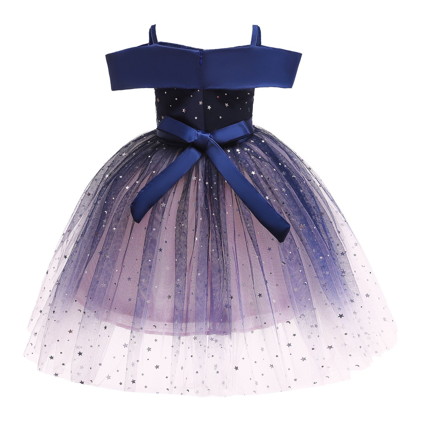 Embroidered Lace Star Navy Princess Dresses