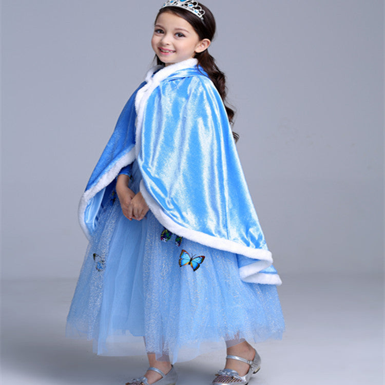 Princess Winter Cloak Cape Blue