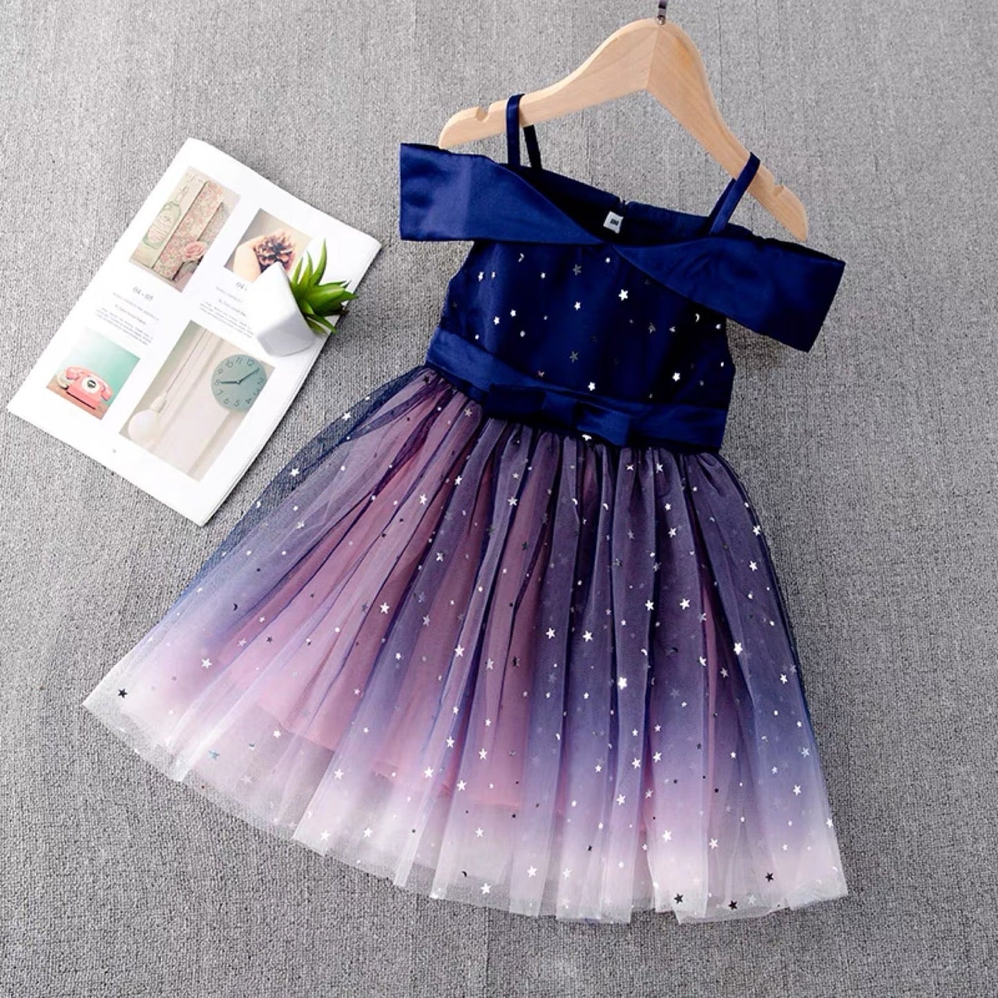 Embroidered Lace Star Navy Princess Dresses