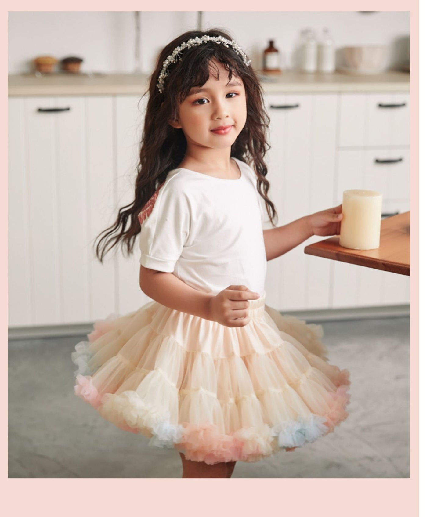 Girls Tutu Skirt Two Sides Double Fluffy Ice Cream