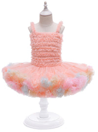 Siamese Tutu Dress Peach With Rainbow Edge