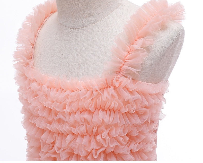 Siamese Tutu Dress Peach With Rainbow Edge