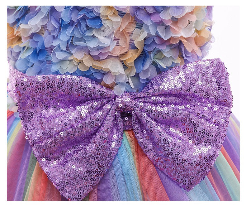 Rainbow Purple Flower Princess Dresses