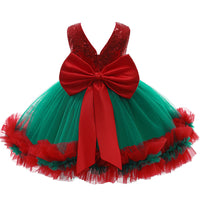 Embroidered Lace Christmas Princess Dresses Red With Green