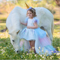 Magical Unicorn Costume White Dresses With Rainbow Trailing