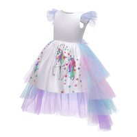 Magical Unicorn Costume White Dresses With Rainbow Trailing