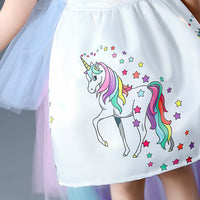 Magical Unicorn Costume White Dresses With Rainbow Trailing