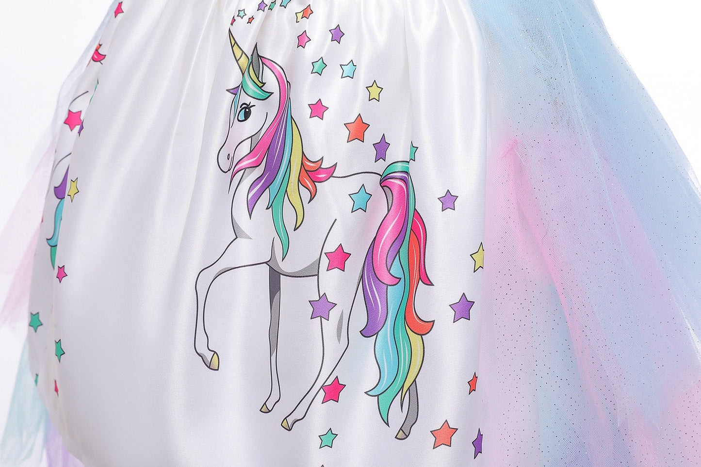 Magical Unicorn Costume White Dresses With Rainbow Trailing