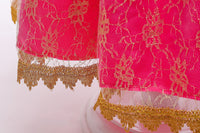 Embroidered Golden Lace Luxury Rose Red Costume Piano Dancing Sleeping Beauty Princess Dresses