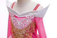 Embroidered Golden Lace Luxury Rose Red Costume Piano Dancing Sleeping Beauty Princess Dresses