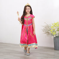 Girls Princess Costume Jasmine Aladdin Fancy Twinkle Rose Red Traditional Dancing Dresses