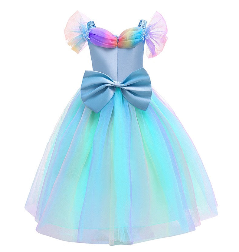 Embroidered Lace Rainbow Light Blue Cinderella Princess Dresses