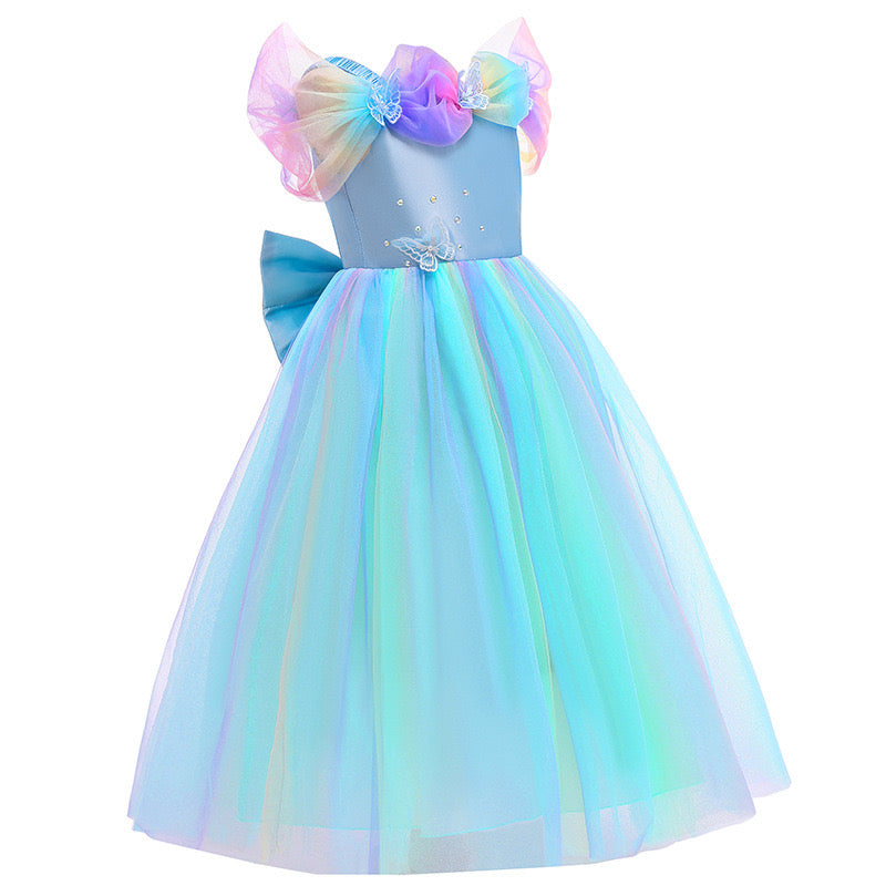 Embroidered Lace Rainbow Light Blue Cinderella Princess Dresses