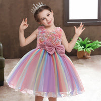 Rainbow Pink Flower Princess Dresses