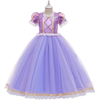 Girls Shinny Purple Sofia Rapunzel Princess Dresses Style2