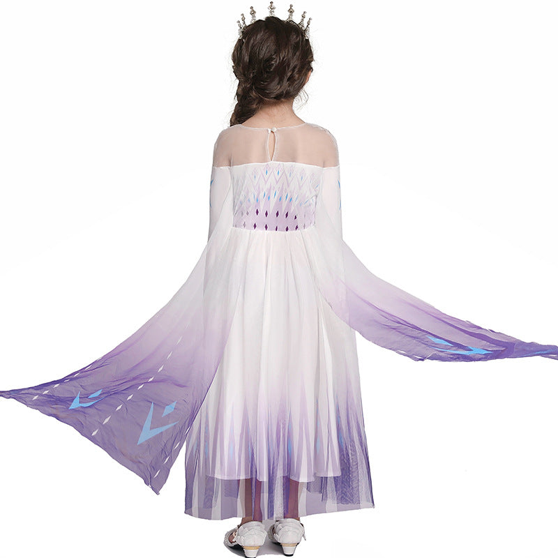 Elegant and Luxurious Frozen Elsa Princess Dresses White With Purple Style1