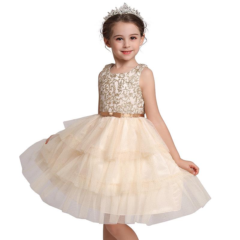 Embroidered Lace Christmas Golden Princess Dresses