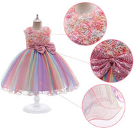 Rainbow Pink Flower Princess Dresses