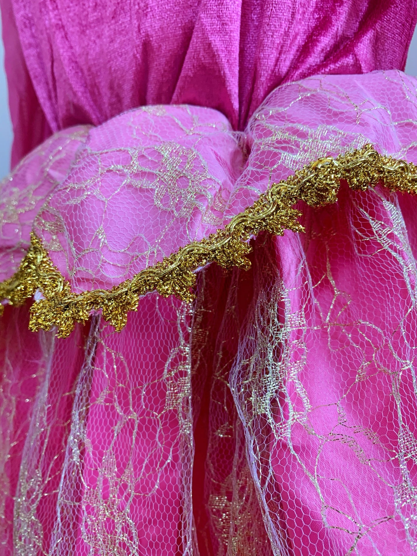 Embroidered Golden Lace Luxury Rose Red Costume Piano Dancing Sleeping Beauty Princess Dresses