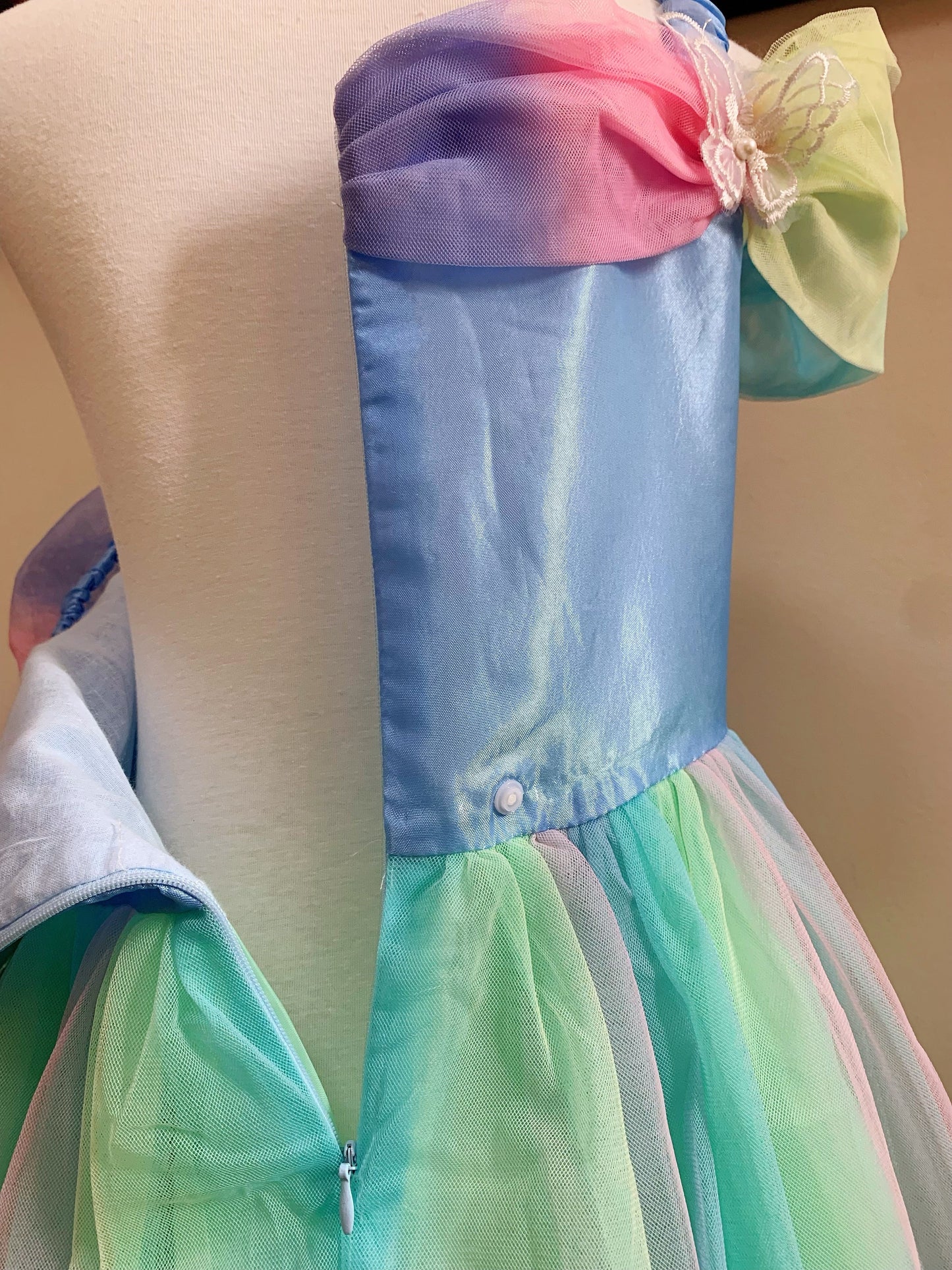 Embroidered Lace Rainbow Light Blue Cinderella Princess Dresses