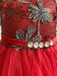 Embroidered Lace Luxury Claret Piano Dancing Princess Dresses