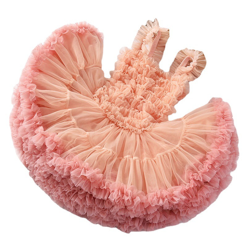 Siamese Tutu Dress Peach With Watermelon Red Edge