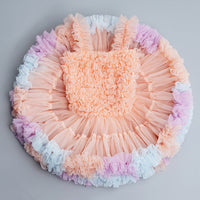 Siamese Tutu Dress Peach With Rainbow Edge