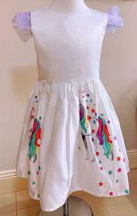 Magical Unicorn Costume White Dresses With Rainbow Trailing